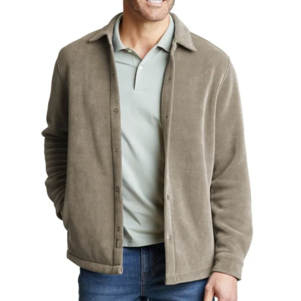 Copper & Oak Men's Fleece Shirt Jacket Heavyweight Snap Button Brown Size XXL